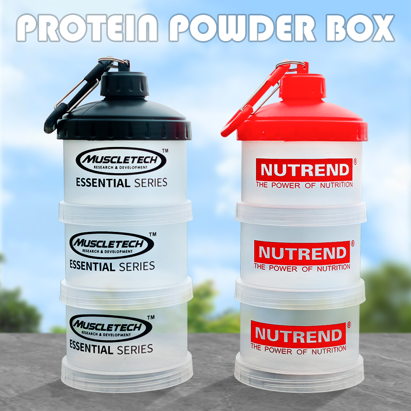 Food Protein Snacks - 3-laags draagbare eiwitpoederdoos Trechterpoederdoos Fitnesssupplementfles Individuele