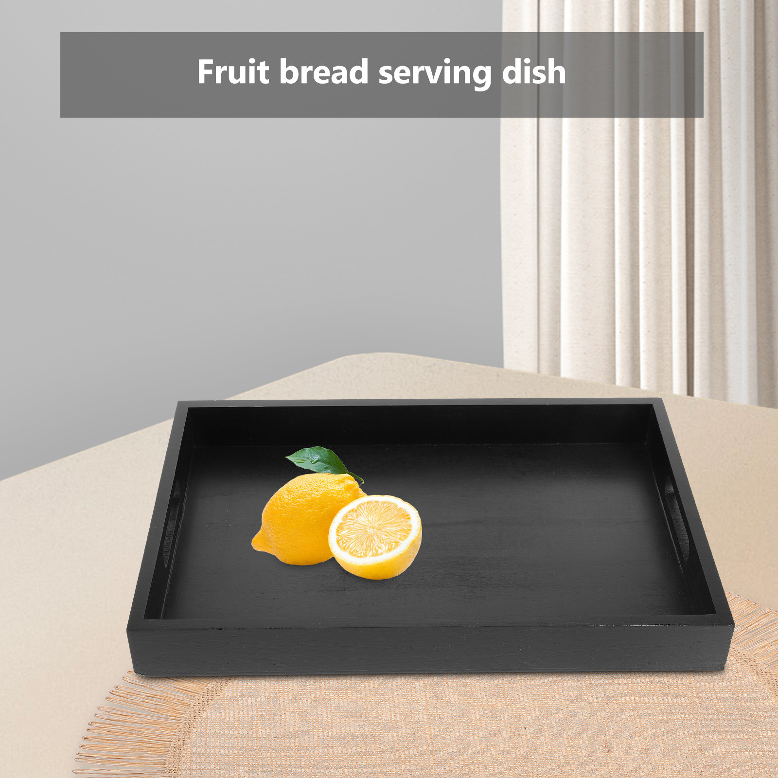 Food Snacks That Are Black - Zwarte rechthoekige theebak van massief hout,
