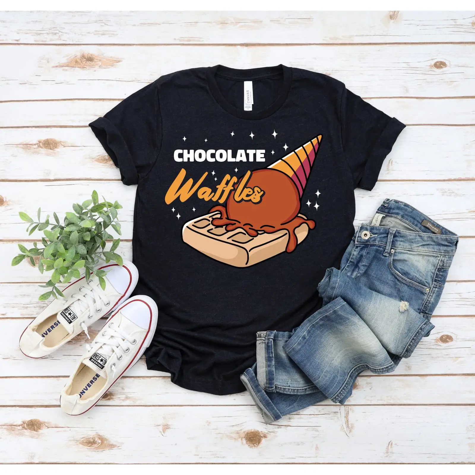 Foody Snacks - Wafels en chocolade-ijs T-shirt Zoete dessertliefhebber