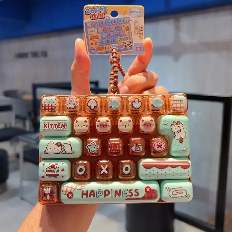 Spicy Food Snacks - Snoepkleurige Keycap Sleutelhanger Leuke Cartoon 26-toetsen